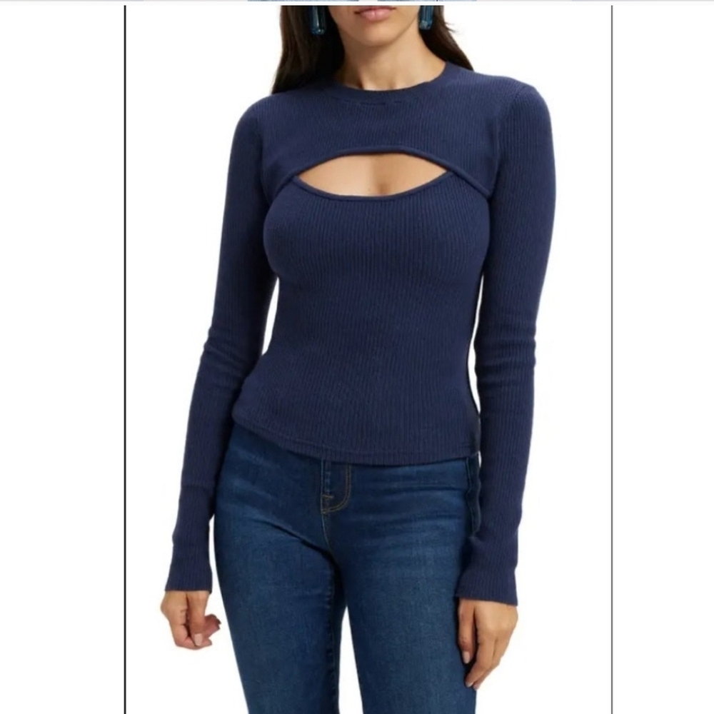 Good American Blue Rinse Long Sleeve Top